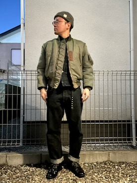 「Buzz Rickson's（バズリクソンズ）のアイテム」を使った、たいやまさん（メンズ・168cm）の冬コーディネート