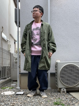 「アイテム（ノーカラーコート）」を使った、たいやまさん（メンズ・168cm・40代）の秋コーディネート