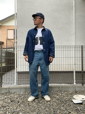 「moltemaniのアイテム（キャップ、ブルー系）」を使った、たいやまさん（メンズ・168cm）の春コーディネート