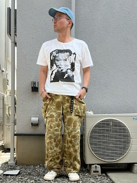 「anyteeのアイテム（キャップ）」を使った、たいやまさん（メンズ・168cm・40代）の夏コーディネート