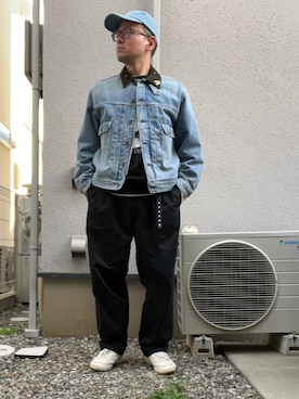 「アイテム（デニムジャケット）」を使った、たいやまさん（メンズ・168cm）の秋コーディネート