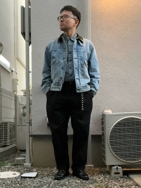 「アイテム（デニムジャケット）」を使った、たいやまさん（メンズ・168cm・40代）の秋コーディネート