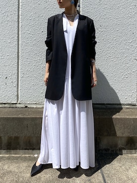 「Ezick（エジック）のアイテム（ジャケット/アウター）」を使った、simさん（レディース・151cm）の夏コーディネート