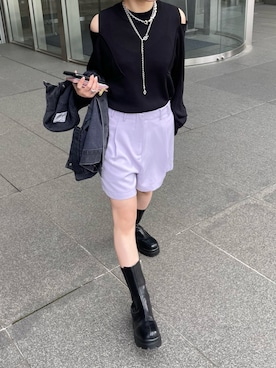 「スリット」｜「アイテム（その他トップス）」を使った、simさん（レディース・151cm）の春コーディネート