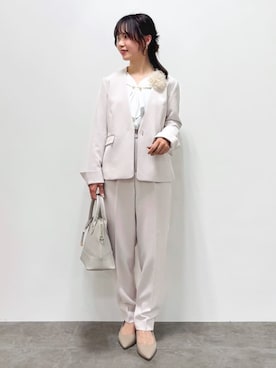 「アイテム（ブローチ/コサージュ、ベージュ系）」を使った、kozuさん（レディース・148cm）の冬コーディネート
