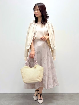 「index（インデックス）のノーカラーブルゾン【洗濯機OK/接触冷感/防シワ】（テーラードジャケット、ベージュ系）」を使った、kozuさん（レディース・148cm）の春コーディネート