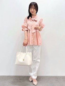 「index（インデックス）のチュールチューリップセパレートパンプス（パンプス、ベージュ系）」を使った、kozuさん（レディース・148cm）の春コーディネート