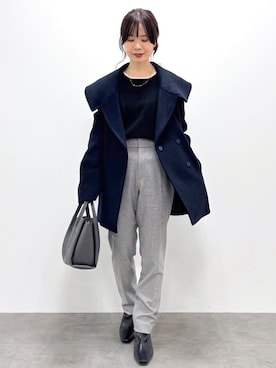 「アイテム（チェスターコート、ブルー系）」を使った、kozuさん（レディース・148cm）の秋コーディネート