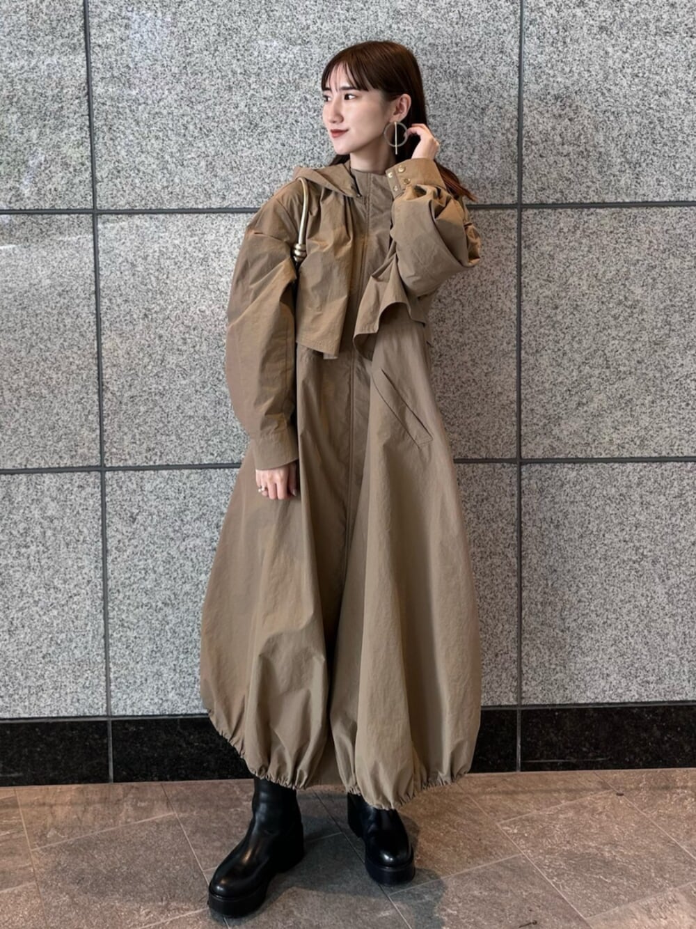 elendeek エレンディーク ナイロン コート ワンピース