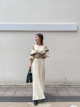 「スタイリング」｜「アイテム（ワンピース/ドレス）」を使った、akariさん（レディース・154cm）の秋コーディネート
