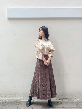 「スタイリング」｜「アイテム（アクセサリー）」を使った、akariさん（レディース・154cm）の秋コーディネート