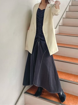 「スタイリング」｜「アイテム（ジャケット/アウター）」を使った、akariさん（レディース・154cm）の冬コーディネート