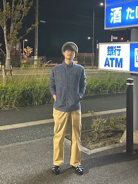 「バスクシャツ」｜「アイテム（ハンチング/ベレー帽）」を使った、Banさん（メンズ・165cm）の秋コーディネート