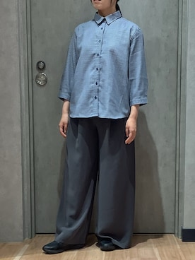 「TOKYO SHIRTS（トウキョウシャツ）の【Pitta Re:)】ふわっとガーゼシャツ レギュラーシルエット 七分袖 綿100% レディース カジュアルシャツ（シャツ/ブラウス、ブルー系）」を使った、BRICK HOUSE by Tokyo Shirts 札幌発寒イオンモール店さん（レディース・156cm）の夏コーディネート