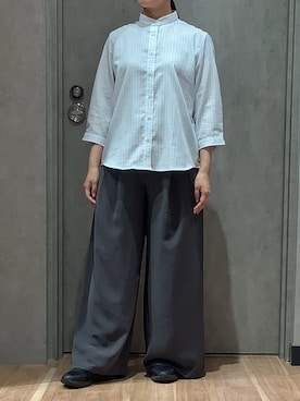 「TOKYO SHIRTS（トウキョウシャツ）の【Pitta Re:)】ふわっとガーゼシャツ レギュラーシルエット 七分袖 綿100% レディース カジュアルシャツ（シャツ/ブラウス、ブルー系）」を使った、BRICK HOUSE by Tokyo Shirts 札幌発寒イオンモール店さん（レディース・156cm）の夏コーディネート