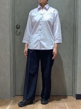 「TOKYO SHIRTS（トウキョウシャツ）のアイテム（ビジネスシャツ）」を使った、BRICK HOUSE by Tokyo Shirts 札幌発寒イオンモール店さん（レディース・156cm）の春コーディネート
