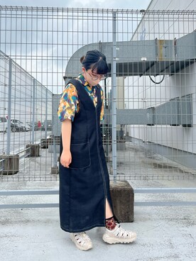 Web限定 インナー付き リネンライクvネックワンピースを使った人気ファッションコーディネート Wear