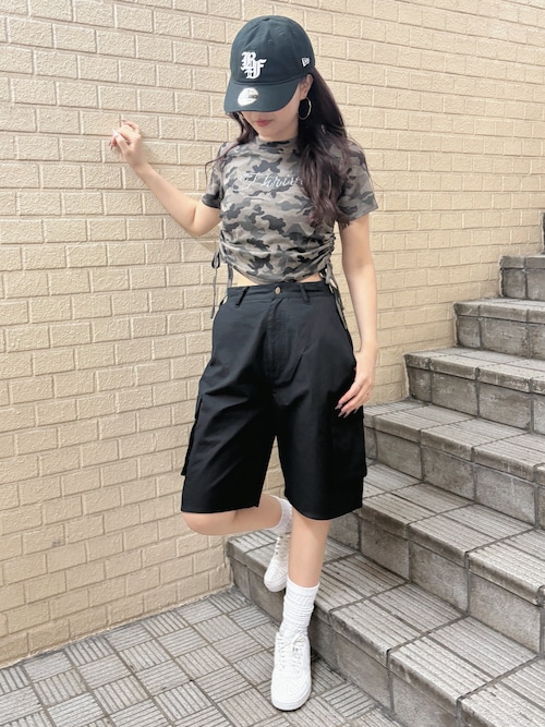 スパイラルガール SPIRALGIRL ラインストーンちびTシャツ （カモフラージュ） セール】ラインストーンちびTシャツ（Tシャツ/カットソー