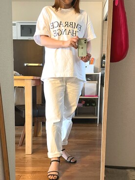 「Mila Owen（ミラオーウェン）のアイテム（デニムパンツ、ホワイト系）」を使った、20130206haruさん（レディース・154cm）の夏コーディネート