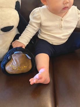 「無印良品（ムジルシリョウヒン）のアイテム（ママ＆ベビー、ブルー系）」を使った、suzuhaさん（キッズ・70cm）の秋コーディネート