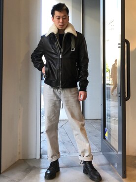 「ALLSAINTS（オールセインツ）のアイテム」を使った、Reggieさん（メンズ・168cm）の冬コーディネート