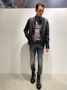 「ALLSAINTS（オールセインツ）のアイテム」を使った、Reggieさん（メンズ・168cm）の冬コーディネート