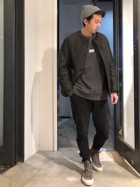 「ALLSAINTS（オールセインツ）のアイテム（その他アウター）」を使った、Reggieさん（メンズ・168cm）の冬コーディネート