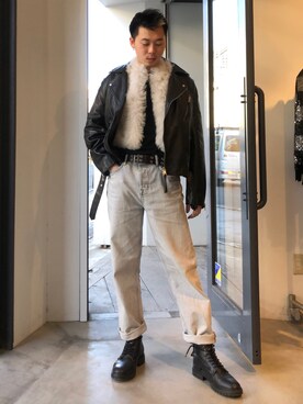 「ALLSAINTS（オールセインツ）のアイテム（その他アウター）」を使った、Reggieさん（メンズ・168cm）の冬コーディネート
