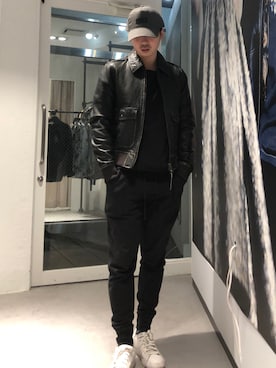 「ALLSAINTS（オールセインツ）のアイテム（帽子）」を使った、Reggieさん（メンズ・168cm）の冬コーディネート