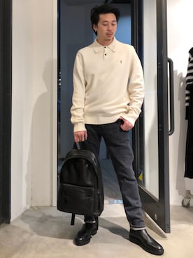「ALLSAINTS（オールセインツ）のアイテム」を使った、Reggieさん（メンズ・168cm）の冬コーディネート