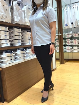 「アイテム（ビジネスシャツ）」を使った、SHIRTS PLAZA 浜松志都呂イオンモール店さん（レディース・153cm）の春コーディネート