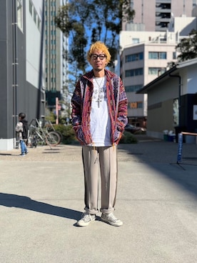 「アイテム（スウェットパンツ、ベージュ系）」を使った、K.S.0402さん（メンズ・178cm）の春コーディネート
