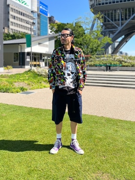 「narifuri（ナリフリ）のアイテム（パンツ）」を使った、K.S.0402さん（メンズ・178cm）の夏コーディネート