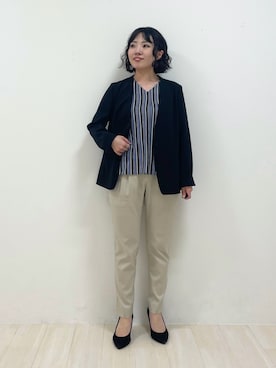 「アイテム（ノーカラージャケット）」を使った、kanaさん（レディース・153cm）の夏コーディネート