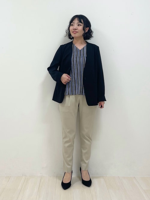 タグ付新品＊INDIVIタックテーパードパンツ 洗える／SETUP可能】タックテーパードパンツ（フルレングス