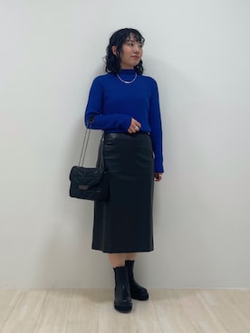 「レザースカート」｜「アイテム（その他）」を使った、kanaさん（レディース・153cm）の秋コーディネート