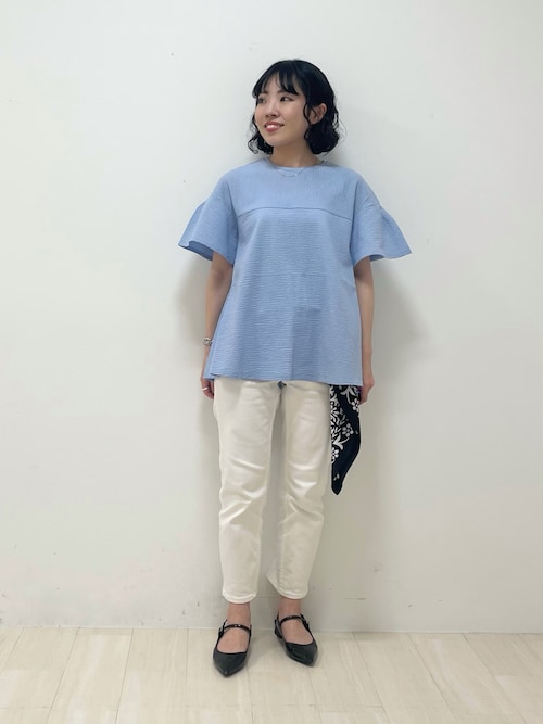tシャツ 「洗える／体型カバー」凹凸素材フレアデザイントップス レディース 洗える／体型カバー】凹凸素材フレアデザイントップス