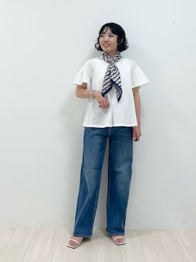 「スカーフ」｜「アイテム（その他）」を使った、kanaさん（レディース・153cm）の夏コーディネート
