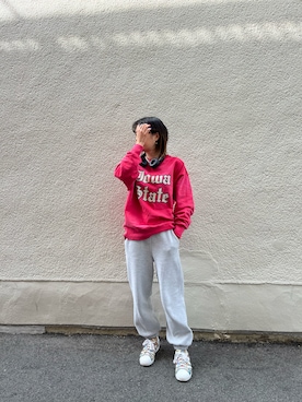 「CIAOPANIC TYPY（チャオパニックティピー）のアイテム（スウェットパンツ）」を使った、nanaさん（レディース・164cm）の春コーディネート