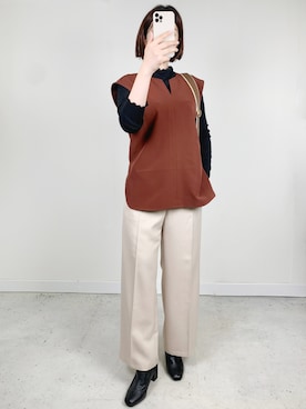 「スラックスパンツ」｜mayuさん（レディース・158cm）の秋コーディネート