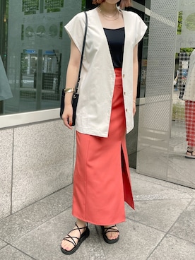 「フォロー、イイネ、お気に入り登録お願いします♡」｜「アイテム（スカート）」を使った、mayuさん（レディース・158cm）の夏コーディネート