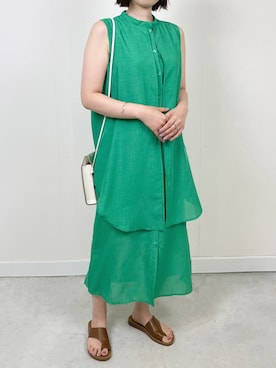 「カラー×コーデ」｜「アイテム（ワンピース）」を使った、mayuさん（レディース・158cm）の春コーディネート