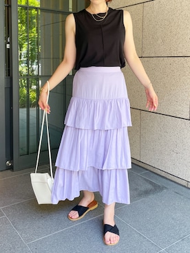 「ティアードスカート」｜mayuさん（レディース・158cm）の夏コーディネート