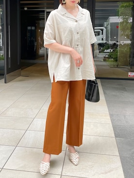 「フォロー、イイネ、お気に入り登録お願いします♡」｜「アイテム（スラックス）」を使った、mayuさん（レディース・158cm）の夏コーディネート