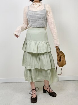 「フォロー、イイネ、お気に入り登録お願いします♡」｜「アイテム（スカート）」を使った、mayuさん（レディース・158cm）の春コーディネート