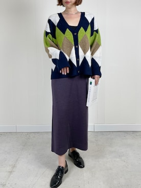 「アイテム（ワンピース/ドレス、パープル系）」を使った、mayuさん（レディース・158cm）の秋コーディネート