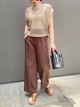 「カラー×コーデ」｜「アイテム（スラックス）」を使った、mayuさん（レディース・158cm）の夏コーディネート