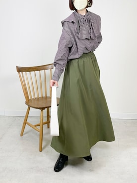 「アイテム（トップス、ブラウン系）」を使った、mayuさん（レディース・158cm）の秋コーディネート