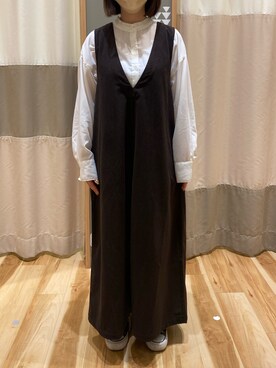 「Samansa Mos2 blue（サマンサモスモスブルー）のアイテム（ジャンパースカート）」を使った、maeee08さん（レディース・153cm）の秋コーディネート
