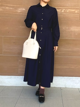 「Te chichi（テチチ）のアイテム（シャツワンピース）」を使った、Haruna nagatomoさん（レディース・157cm）の春コーディネート